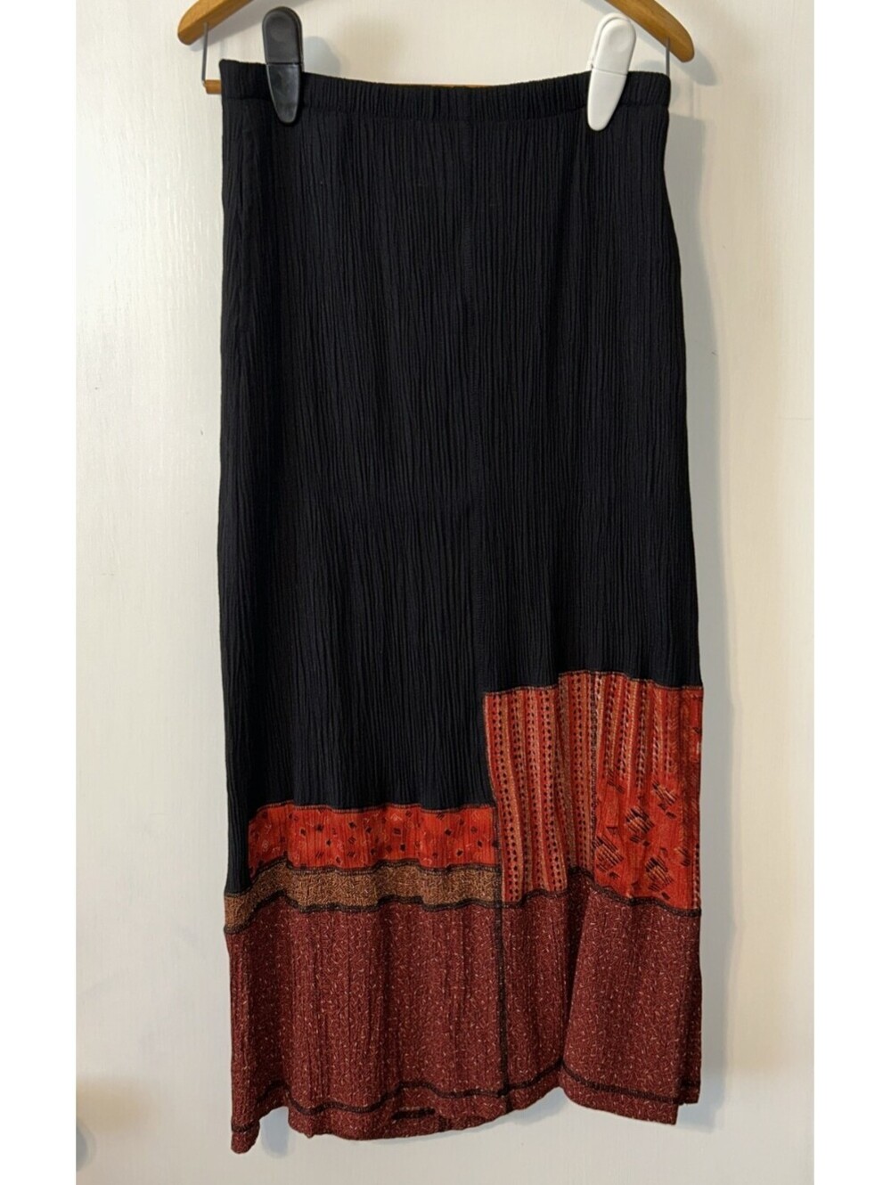 Vintage Napa Valley Women M Rayon Blend Black Southwestern Boho Reto Fall Skirt